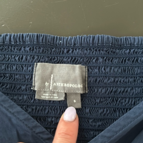 Anthropologie Cotton Navy Blouse - Picture 2 of 2